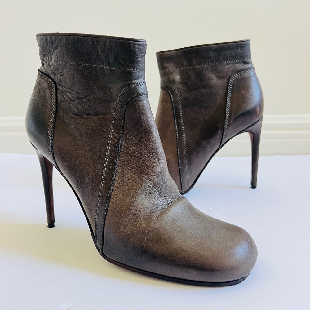 Rick Owens Taupe Grey Ankle Boots Stiletto Heel 9.5/10
